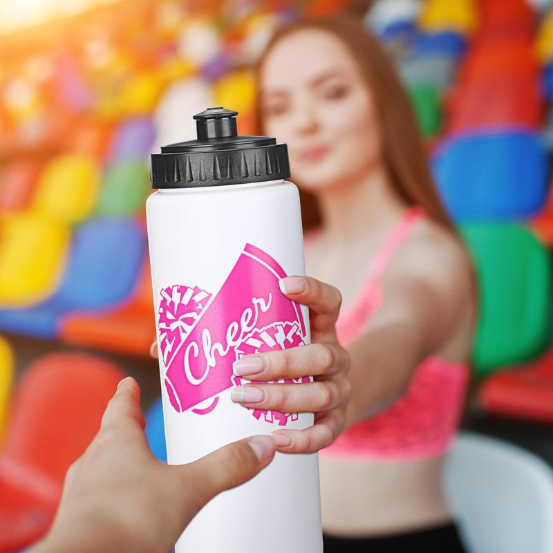Domensi 24 Pcs Cheer Water Bottles 20 oz Plastic Reusable Cheer Squeeze Water Bottle Bulk Teams Sports Gifts for Cheerleaders Gifts
