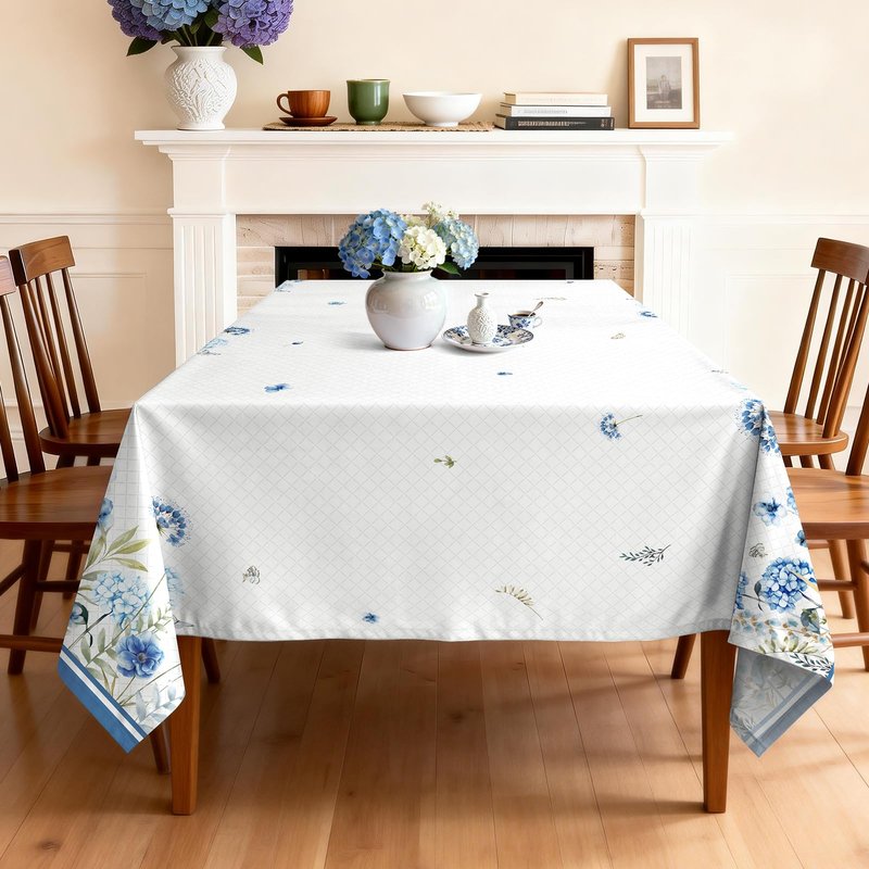 Arquiel Spring Summer Flowers Tablecloth Waterproof, Blooming Hydrangea Table Cloth Rectangle Stain Resistant, Washable Table Cover for Home Kitchen Dining Party Decoration (60×84 Inch)