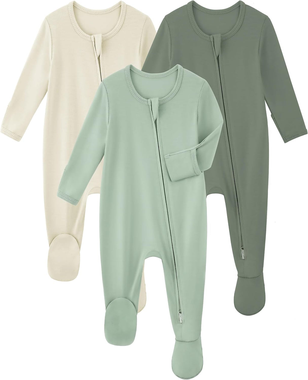 Yoofoss Bamboo Baby Pajamas - 3-Piece Footed Sleepers for Newborns | 0-9 Months, Unisex