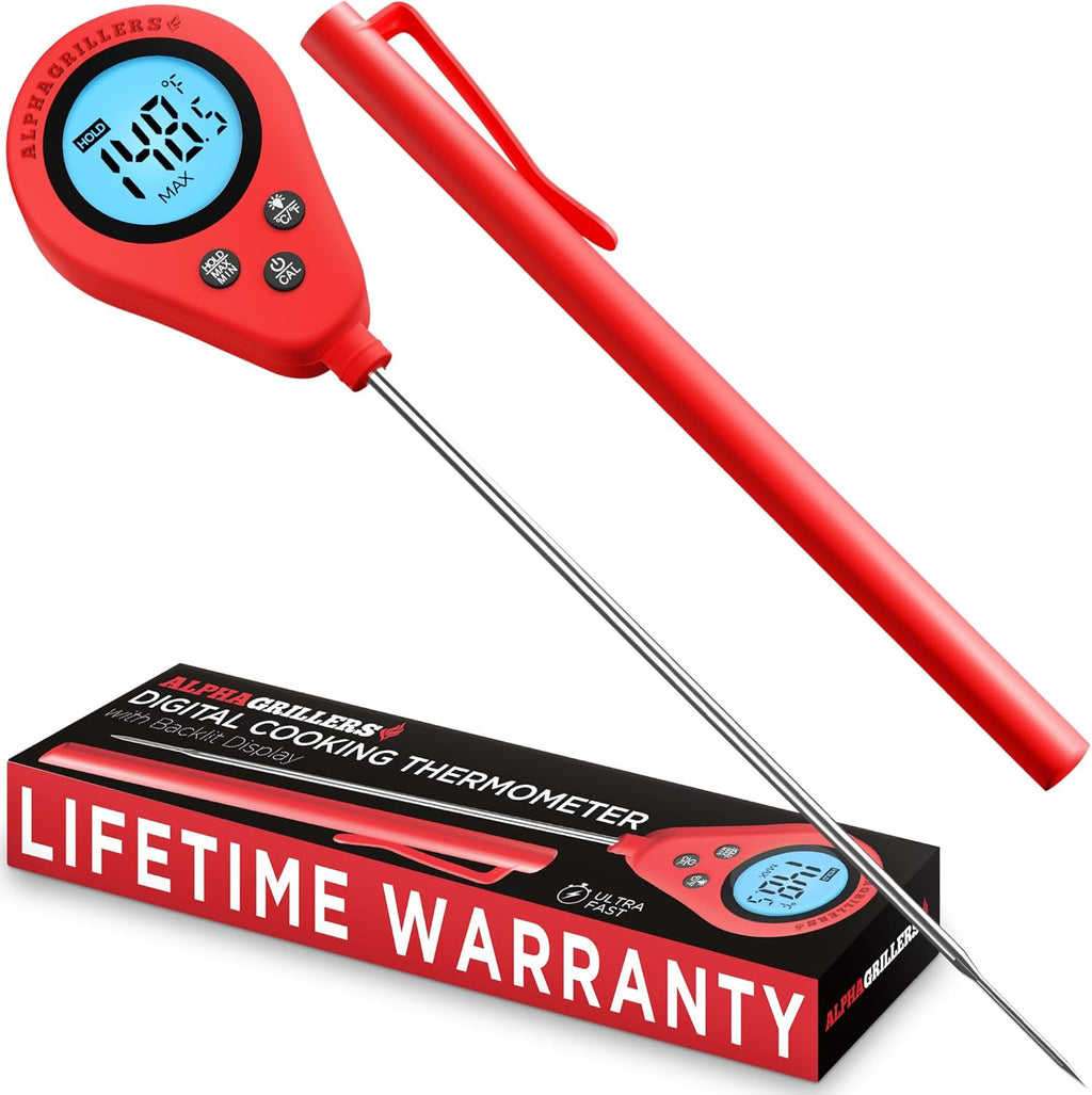 Alpha Grillers Instant Read Meat Thermometer - Digital Cooking Thermometer for Perfectly Cooked Meat | Fast Probe Design