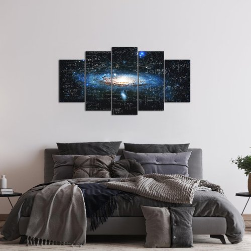 Canvbay Space Universe Canvas Wall Art Nebula Galaxy with Physical and Mathematical Formulas Picture Prints Outer Space Cosmic Cloud Landscape Artwork Framed Decor for Boys Modern Home Living Room