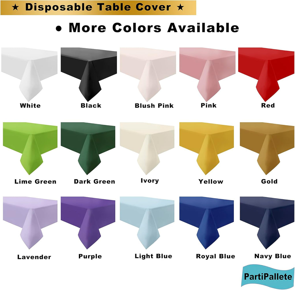 Skiennix Premium Disposable White Tablecloths - 3-Pack 54" x 108" Rectangle Covers for Parties & Events