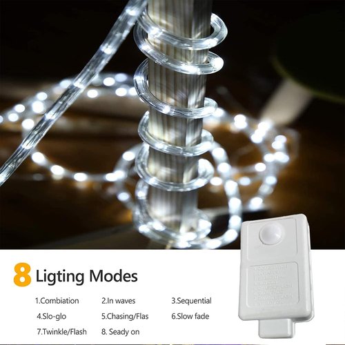 50ft LED Rope Lights by 360 - Waterproof & Flexible Tube Lights with 8 Modes for Outdoor & Indoor Decor
