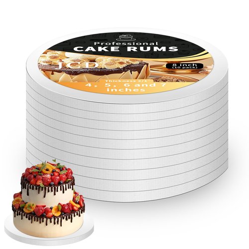 10Pcs Cake Drums 8 Inch, Cake Boards 8In,White Cake Drums Round 8 Inches Cake Boards with 1/2-Inch Thick Smooth Edges for Multi Tiered Birthday Wedding Party Cakes Drum Board (8inch/10pcs)