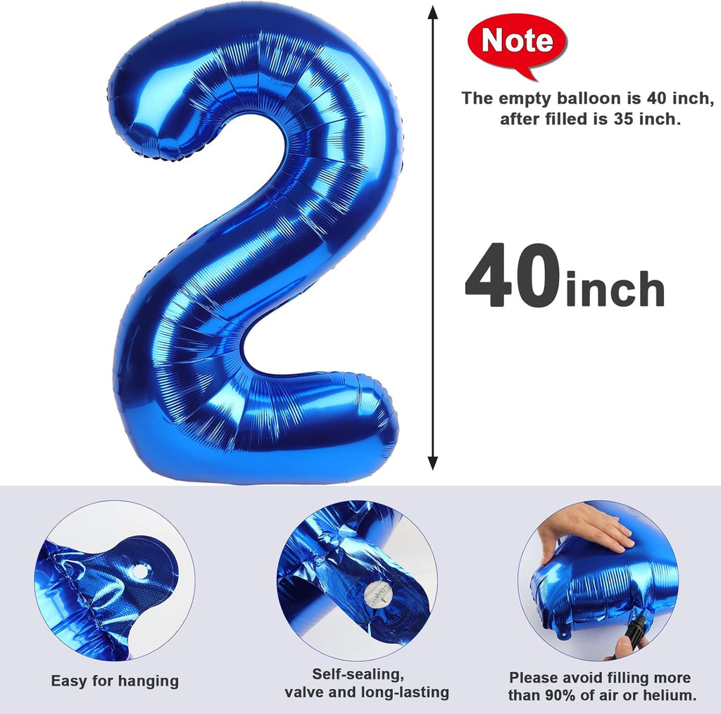Numbers Balloon 40 Inch - Navy Blue Birthday Decorations for 2nd, 12th, 21st Parties & Graduations