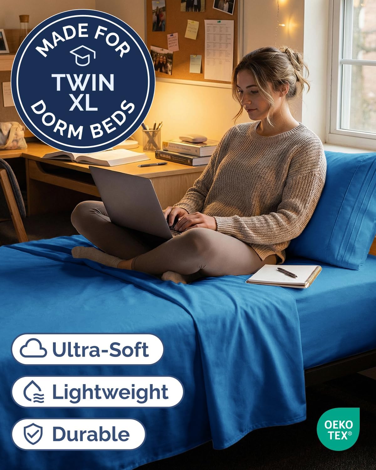 Skiennix Twin XL Sheet Set - Comfy Cooling Bed Sheets - Luxury Hotel Quality - Deep Pockets, Wrinkle-Free - Royal Blue