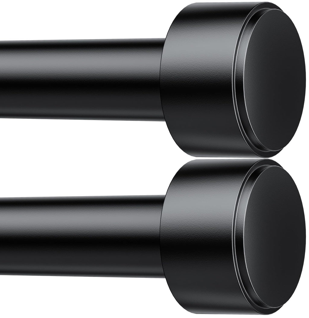 2 Pack Curtain Rods for Windows 32-120 Inch, 1 Inch Adjustable Black Curtain Rod Set with Brackets, Easy Install