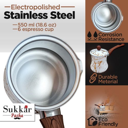 18.6 oz Turkish Coffee Pot – Turkish Ibrik for Flavorful Coffee – Multipurpose Arabic Coffee Pot with Lid – Heavy-Duty Stainless Steel Coffee Pot