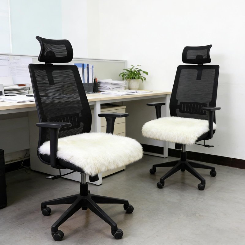 RZLWOOL Genuine Sheepskin Chair Pad 2 Pack Anti Slip Design Natural Wool Soft and Comfortable Suitable for Home Living Room Sofa Bedroom Dining Room(18x18 Inch,Cream White)