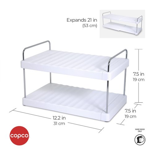 Copco Adjustable Reusable Bottle Organizer - Expandable Storage Solution for Travel Mugs, Thermoses, and Water Bottles, White
