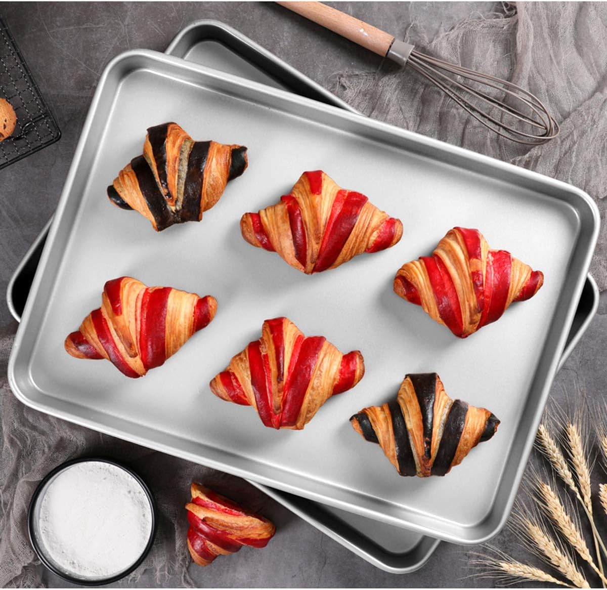 Wildone Stainless Steel Baking Sheet Set - Heavy Duty Non-Toxic Cookie Trays | 20 x 14 x 1 Inch
