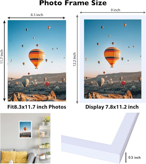 8.3x11.7 A4 Picture Frame by [Brand Name] - White Wall & Tabletop Display | Shatter-Resistant Plexiglass