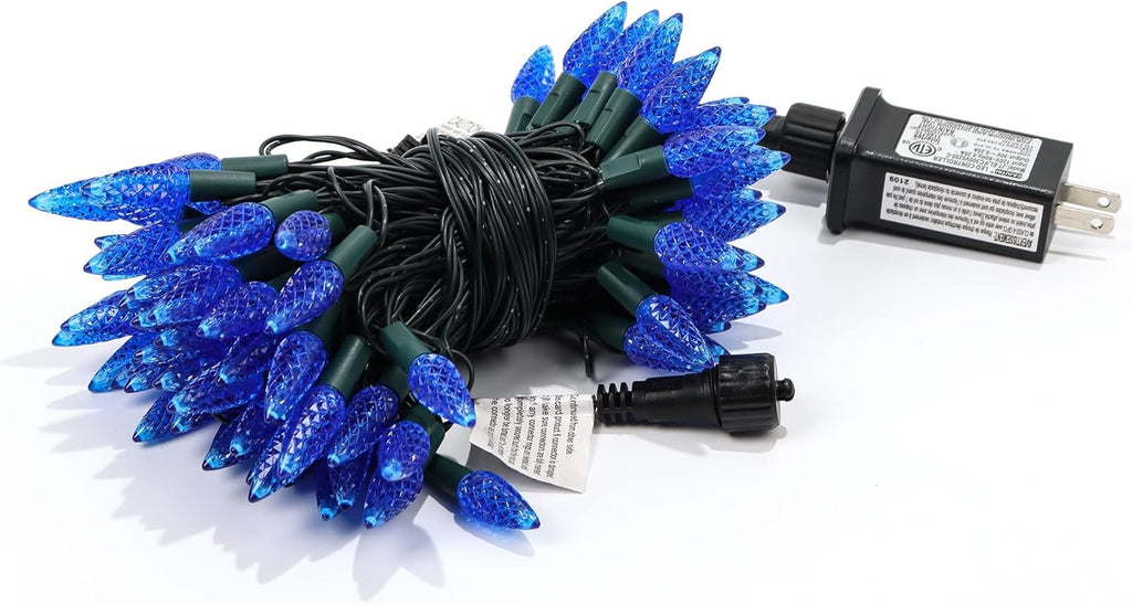 WATERGLIDE C6 100 LED Christmas Lights - 33ft Waterproof Fairy String Lights for Indoor/Outdoor Decor | Blue