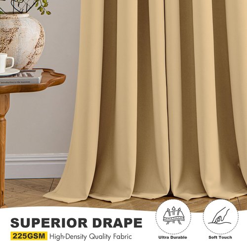 MIULEE Gold Blackout Curtains - Thermal Insulated Room Darkening Drapes | 72 Inch, 2 Panels