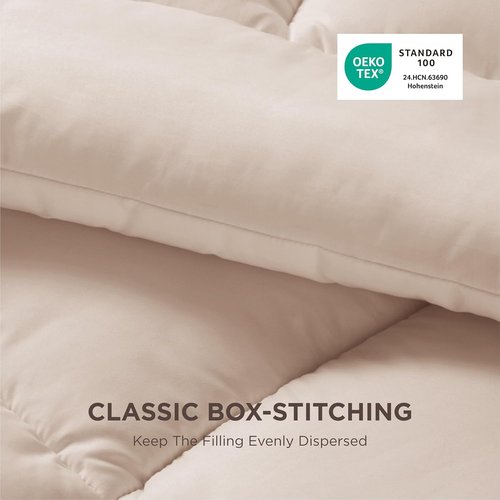 Bedsure Comforter Duvet Insert - All-Season Twin Size Quilted Down Alternative Bedding, Beige 88 x 68 Inches