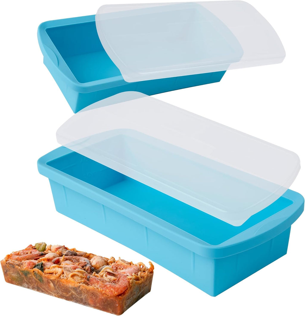 Skiennix Silicone Freezer Tray - 2 Pack Large Ice Cube Molds for Perfect Soup Portions | Oven & Dishwasher Safe