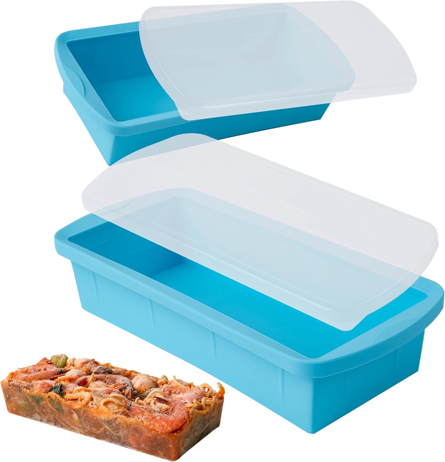 Skiennix Silicone Freezer Tray - 2 Pack Large Ice Cube Molds for Perfect Soup Portions | Oven & Dishwasher Safe