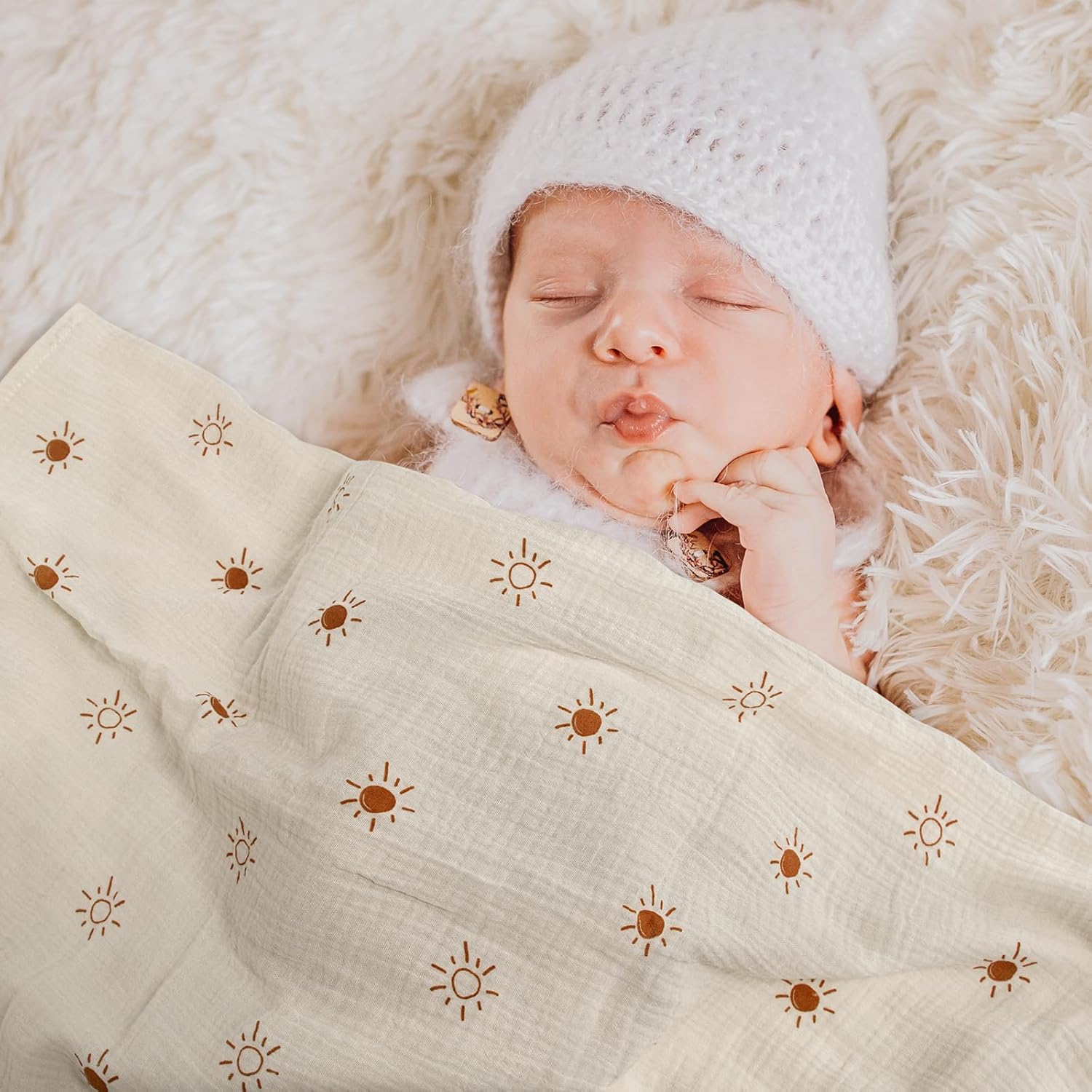 Skiennix Muslin Swaddle Blankets - Soft & Breathable 3-Pack | Large 38 x 40 Inches, Perfect for Newborns