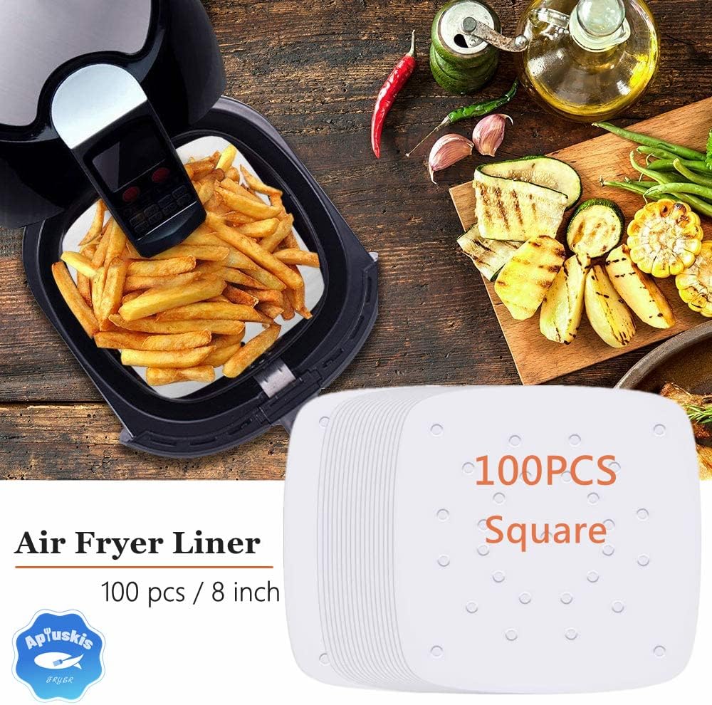 Square Air Fryer Accessories by [Brand Name] - 8 Inch XL Compatible with Philips, Cosori, Ninja | Fits 3.6QT-6.8QT