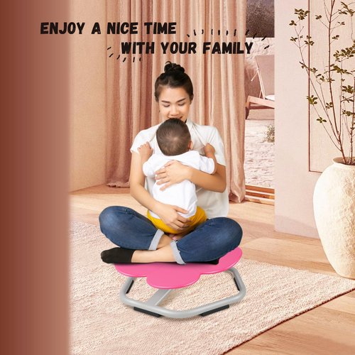 Spinning Chair for Autistic Kids, Seat and Spinning Chair, Body Coordination Training, Rose Red Non Slip Sensory Toys 360° Kids Swivel, Improving Toddler's Physical Fitness