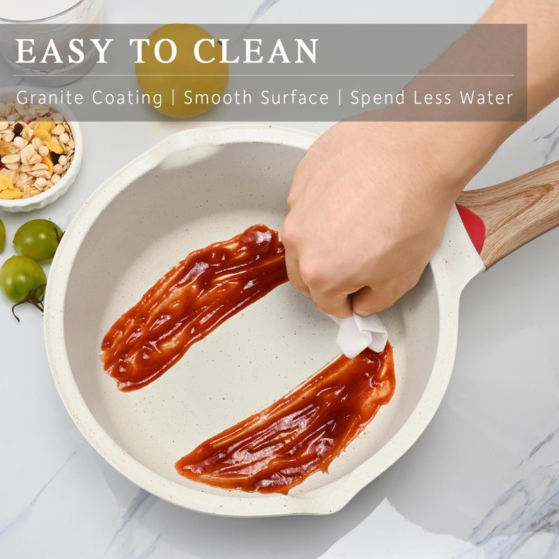 VINCHEF Nonstick Saucepan with Lid, 3QT Sauce Pan with Stay Cool Handle, Non Stick Small Cooking Pots Induction pot, Dishwasher Safe, Compatible for All Stove Top, PFAS and PFOA Free White