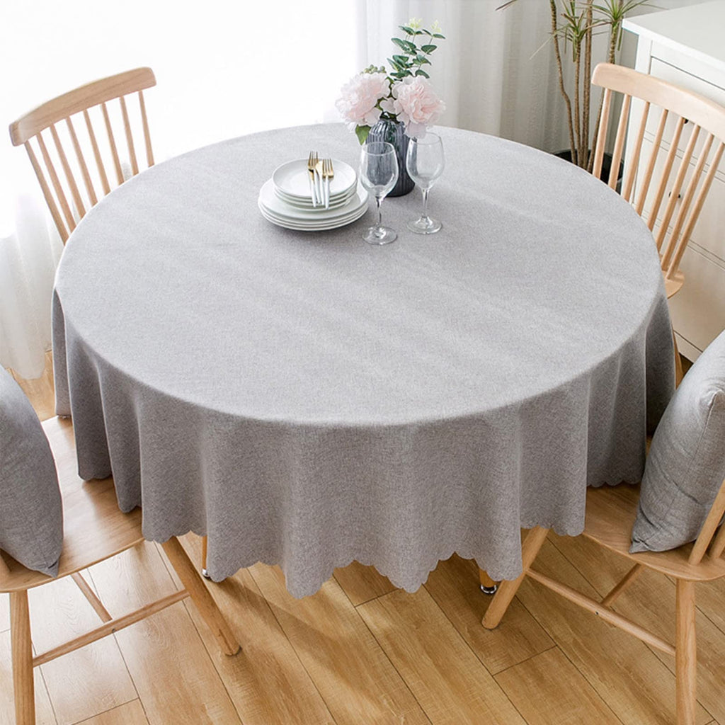 Jeloris Round Waterproof Tablecloth Spill-Proof and Stain Resistant Table Cloth Wrinkle Free Washable Decorative Fabric Table Cover for Kitchen, Dining, Parties, Buffet, Wedding(55 inch, Light Grey)