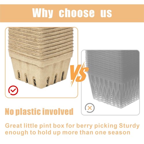 30 Pcs Natural Pulp Fiber Berry Basket Small Vented Berry Picking Basket Small Container Holder for Fruits Vegetable Farmer Market Grocery (30)