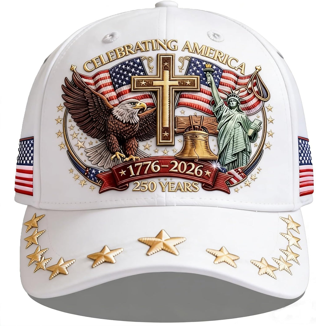 Skiennix 250th Anniversary USA Hat - Eagle Liberty Cross Design | Adjustable Baseball Cap for All