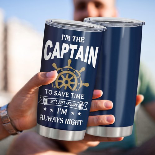 Ladyhold Gifts for Boat Owners, Boat Stuff Accessories Gift for Men, Christmas Captain Boater Gifts Tumbler 20Oz, Boating Captain Gift for Men