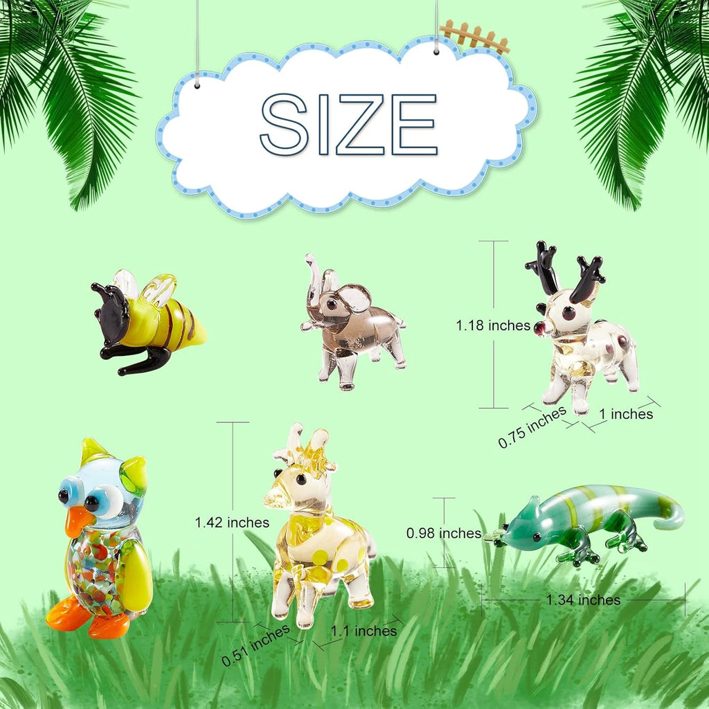 Skiennix 6Pcs Hand Blown Glass Figurines - Unique Christmas Reindeer, Birds, Giraffes & More | Perfect for Home Decor & Gifts