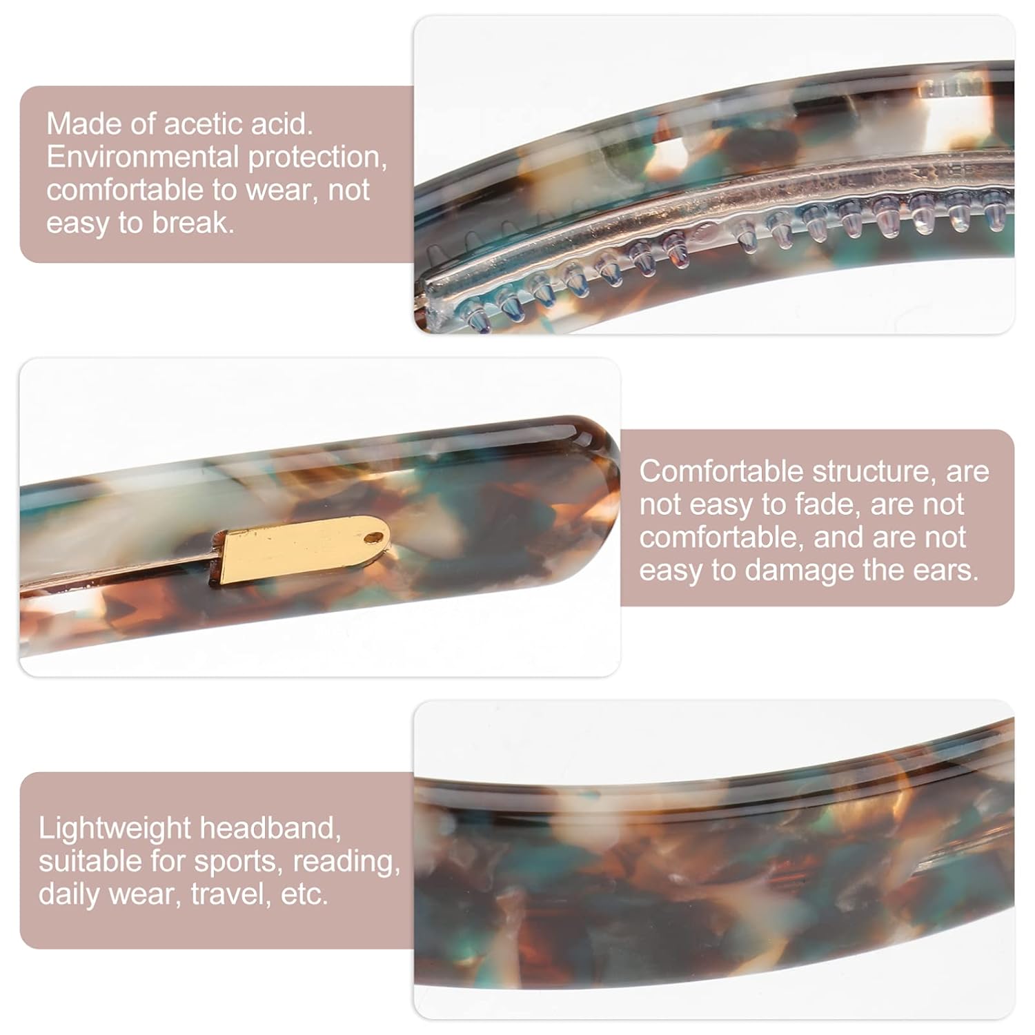Uonlytech Non-Slip Hairband - Wide Plastic Face Washing Headband for Daily Wear | Green