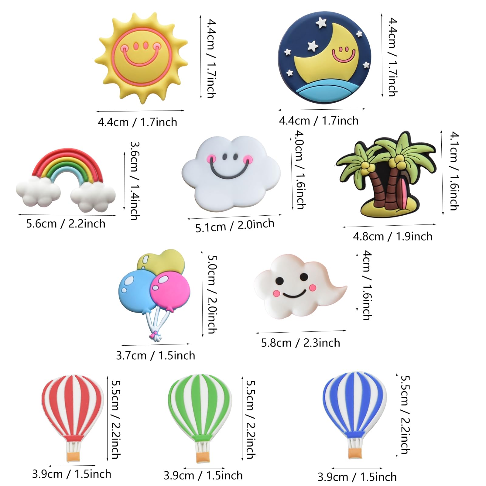 10 Pieces Sun and Clouds Fridge Magnets Balloon Refrigerator Magnets Moon Whiteboard Magnetic Stickers for Home Decoration (Balloon Fridge Magnets)