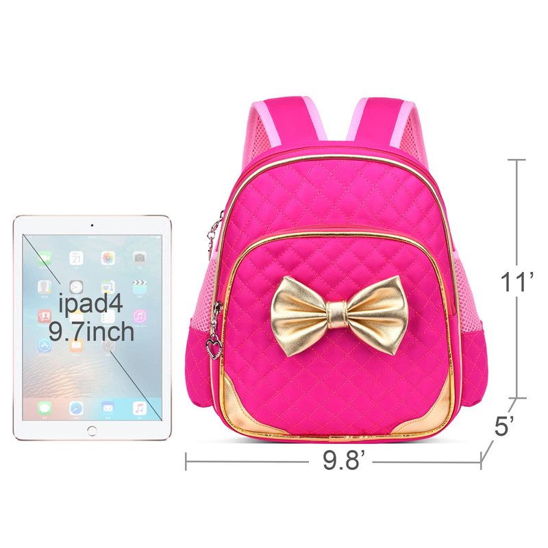 Suerico Cute Durable Waterproof Toddler Preschool Bag Kindergarten Kids Backpack for Girls (rose red)