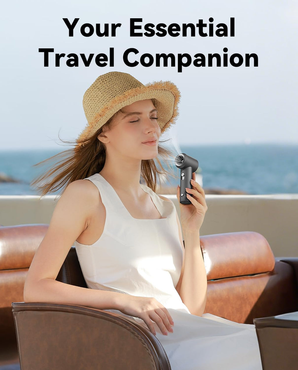 MUXNW Portable Fan - Mini Handheld Rechargeable USB Fan for Travel | High-Speed Cooling in Gray