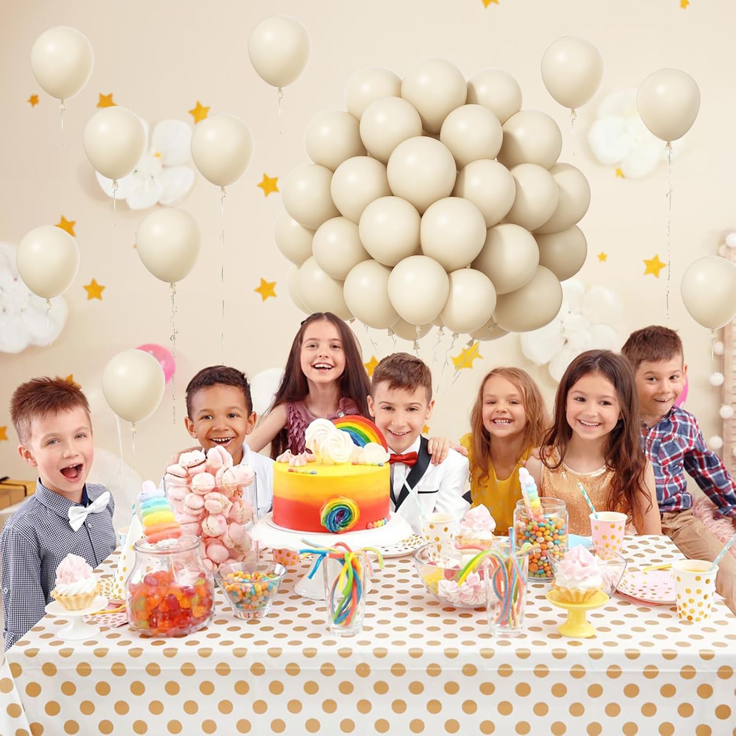Skiennix Sand White Balloons - 100 Pack 5 Inch Beige Latex Balloons for Boho Party Decor