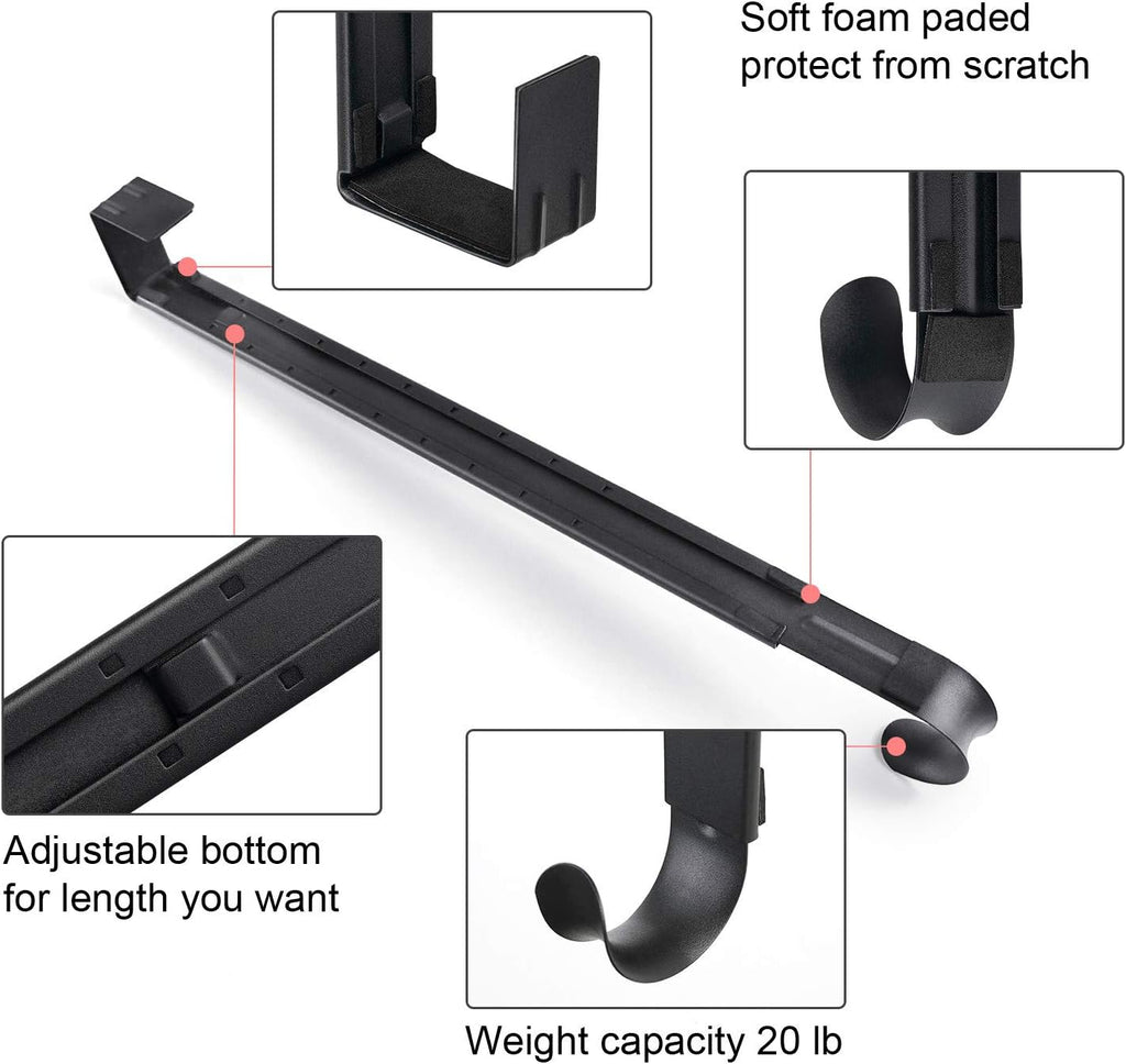 Myfolrena Wreath Hanger - Adjustable Front Door Hook Holds Up to 20lbs | Fits 15-24 Inch Wreaths (Black)
