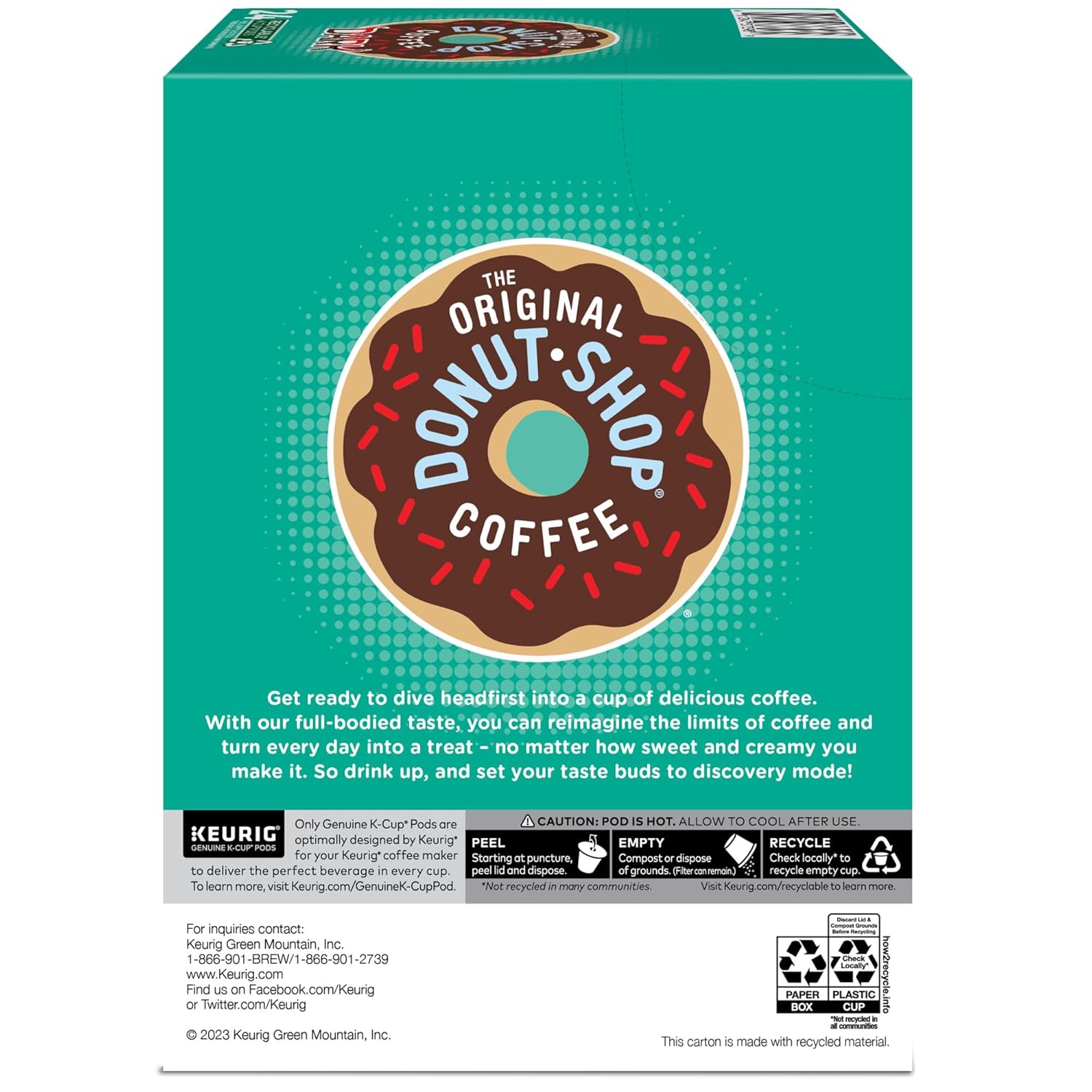 Original Donut Shop Dark Coffee - Dark Roast Keurig K-Cup Pods | 96 Count for Bold Flavor