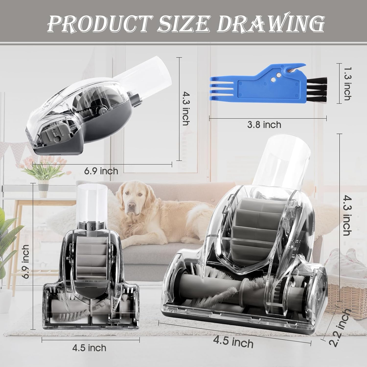 Shark Pet Hair Power Brush Tool - Upgraded Attachment for Navigator Lift-Away Vacuums | Gray
