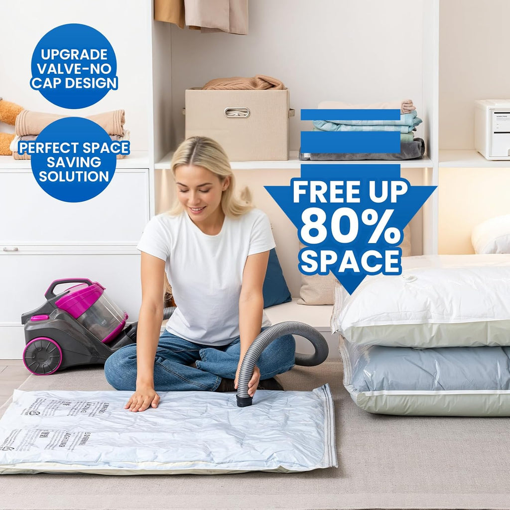 TAILI Jumbo Vacuum Storage Bags - 8 Pack Space Saver for Comforters & Blankets | 40x31 Inch