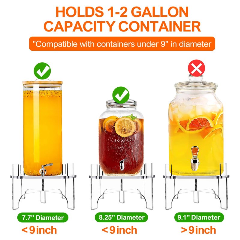 8 MM Beverage Dispenser Stand Only, Acrylic Glass Water Juice Drink Beverage Dispenser Floor Pitcher Stand Base for Parties, Home, Catering Events(Fit Max 9 Inch Glass Drink)
