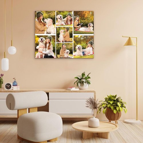 GagetElec Custom Canvas Prints - Personalized Photo Wall Art for Couples | Framed Horizontal (7 Photos)