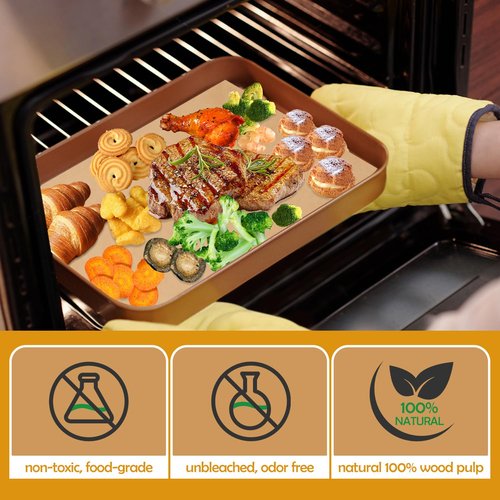 600Pcs Unbleached Parchment Paper Sheets for Baking, 12 x 16 Inch, Non-Stick Precut Half Sheet Parchment Paper for Baking, Cooking, Air Fryer, Oven (brown-12" x 16"-600pack)