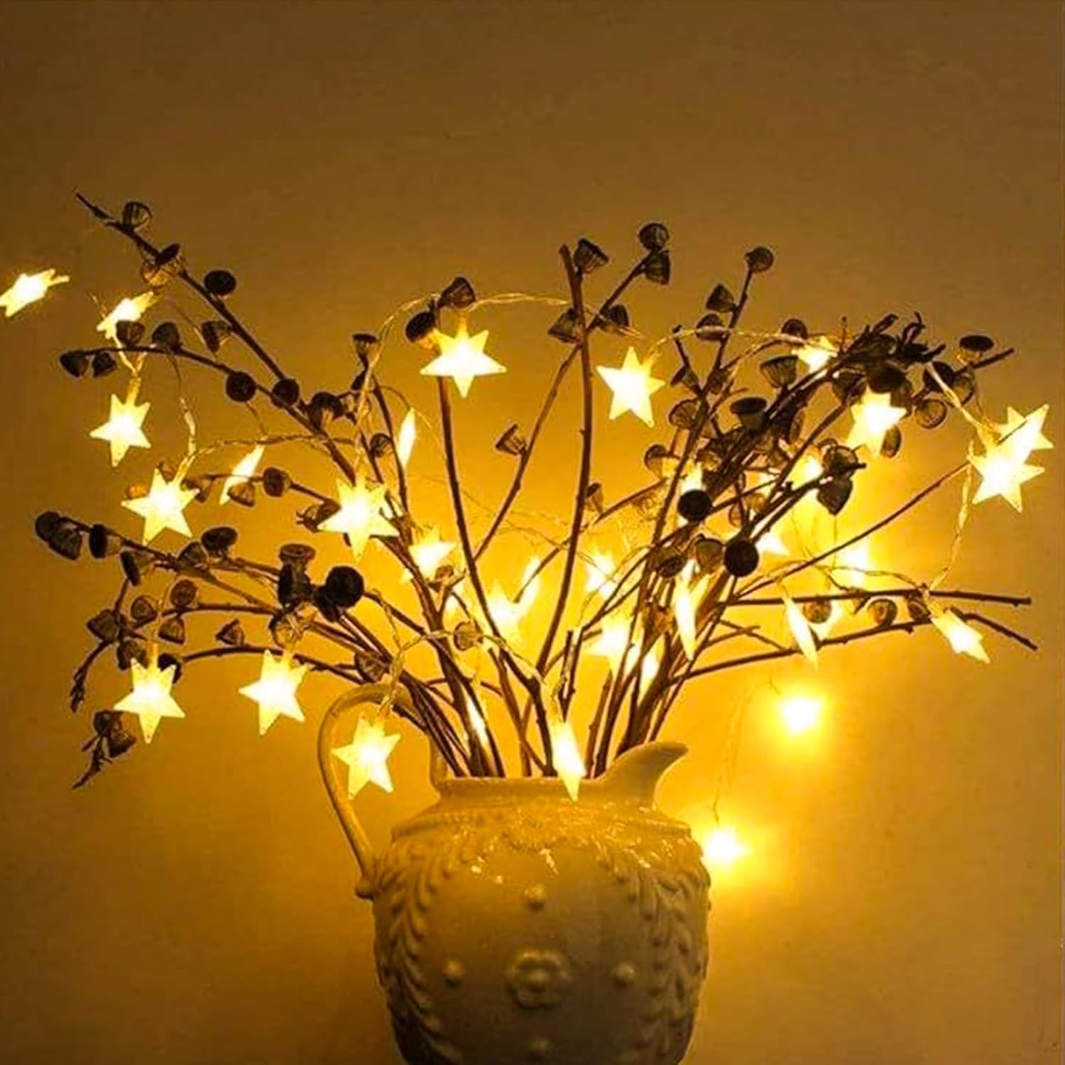 Plun Fairy Star String Lights - 100 LED Waterproof Twinkle Lights with 8 Modes | Warm White for Indoor Decor