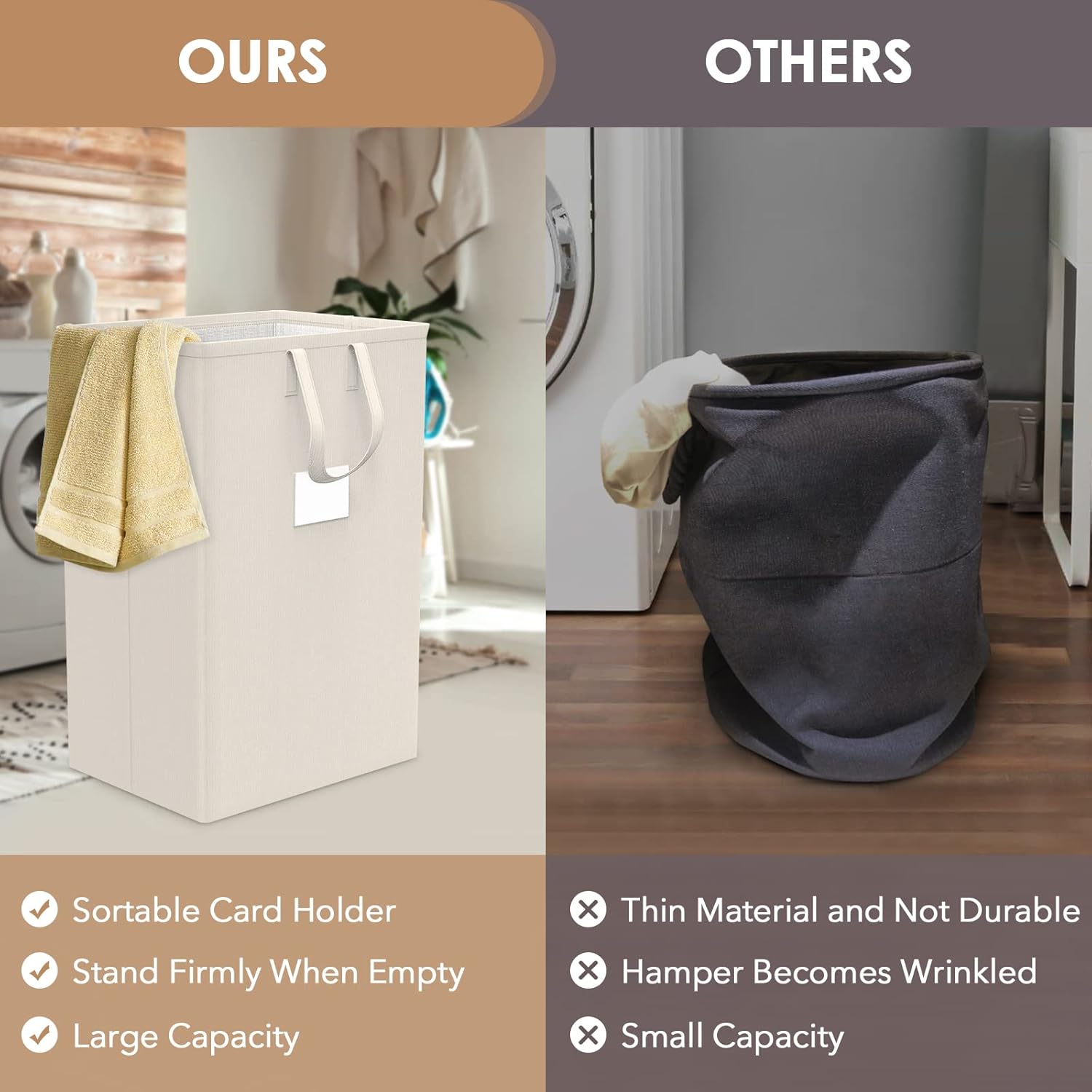 Skiennix 75L Large Laundry Hamper - Waterproof & Freestanding Design for Bedroom, Bathroom, or Dorm (Ivory)