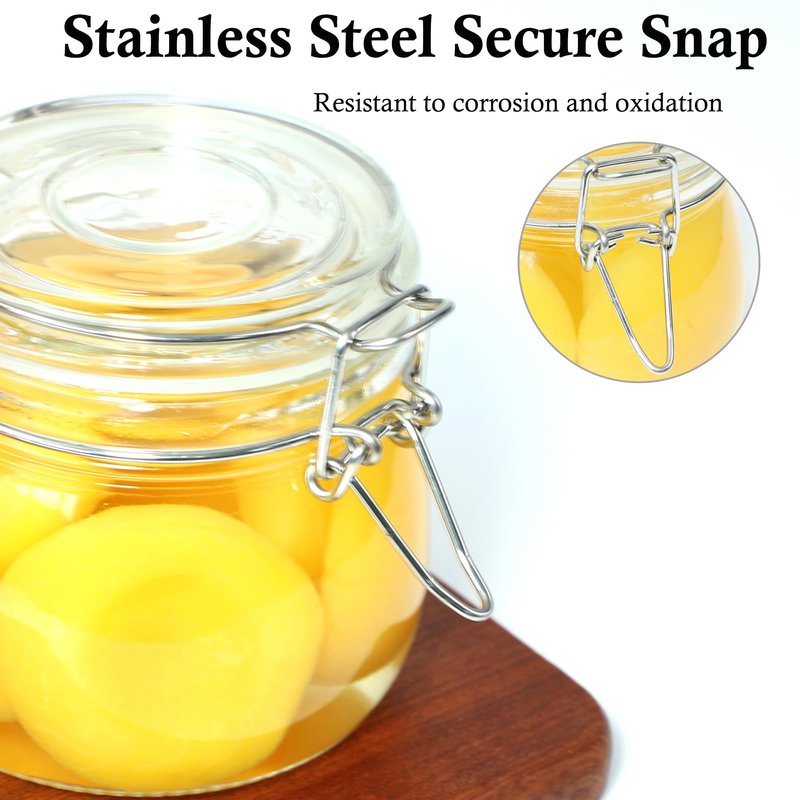 Glass Jars With Airtight Lid 16 Oz (Set Of 6) Wide Mouth Mason Glass Airtight Storage Canisters Leakproof For Coffee Sugar Nuts Spice Refrigerator Pickles & Preserves Tea For Fridge Kitchen Pantry