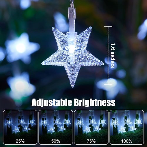 Brightown Star String Lights - 50 LED Battery Operated Fairy Lights with Remote & Timer | 17 ft Waterproof for Bedroom, Patio, Wedding Decor