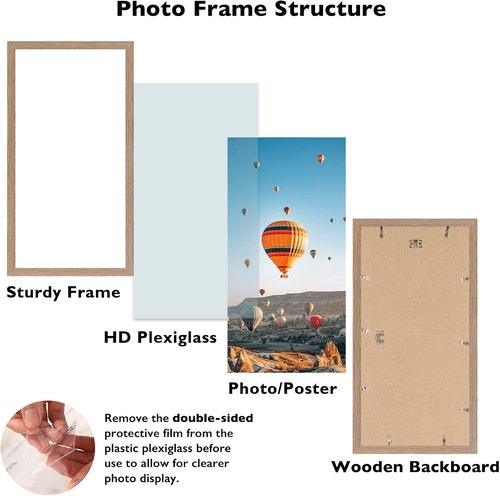 JCJMY 10x20 Rustic Brown Picture Frame - Versatile Wall Mounting for Horizontal or Vertical Display