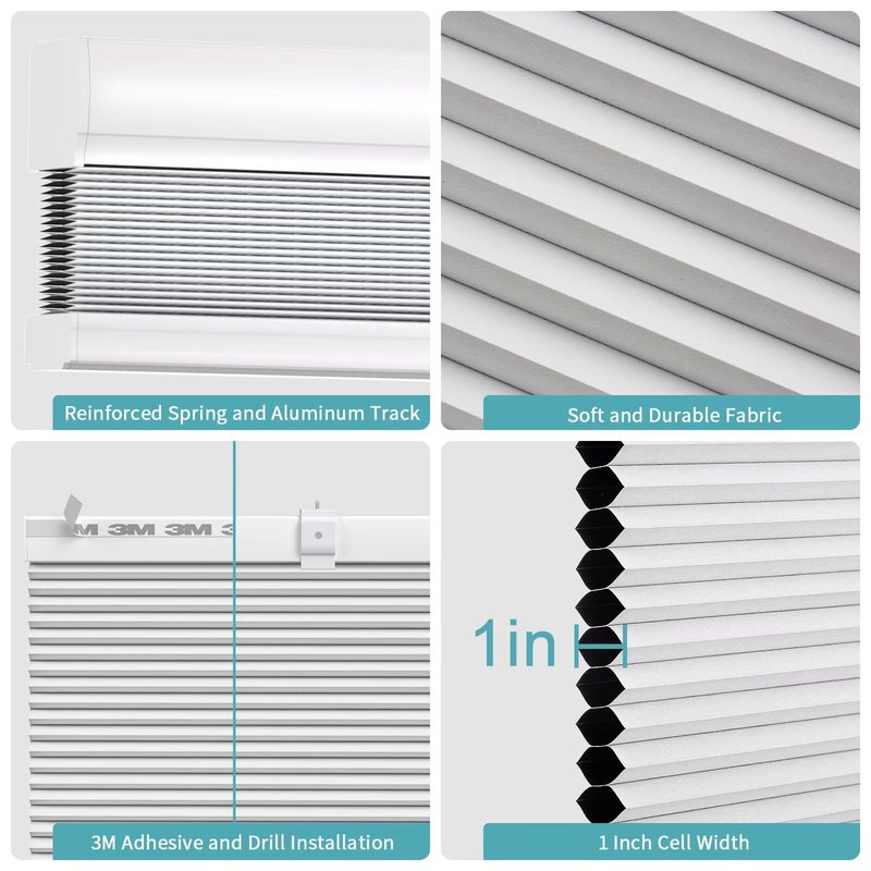 MYshade Cordless Cellular Window Shades No Tools No Drill Blackout Blinds for Indoor Windows Size 35" Wide X 72" Height White Room Darkening Window Blinds for Bedroom, Bathroom, Kitchen, Living Room