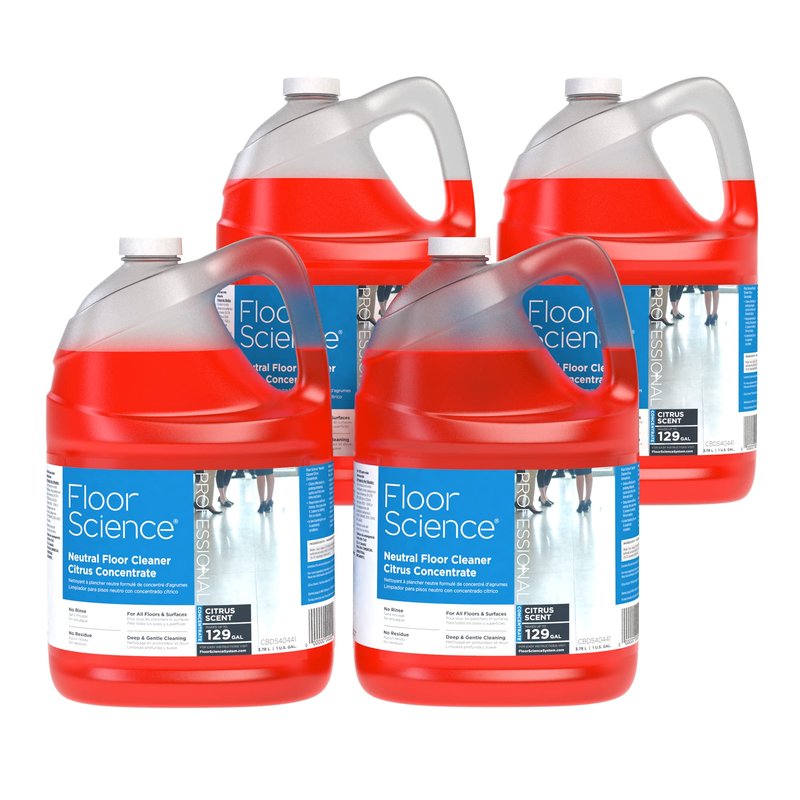 Diversey Floor Science CBD540441 Professional Neutral Floor Cleaner, Deep & Gentle Cleaning with No Residue, Citrus Scent, Concentrate, 1-Gallon (Pack of 4)