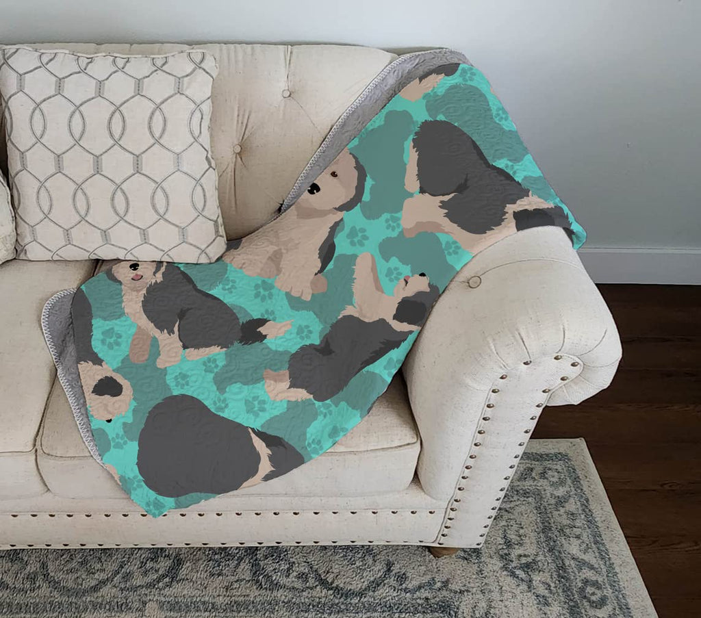 Caroline's Treasures MLM1034LQB Old English Sheepdog Quilted Blanket 50x60 Artwork Pattern Quilted Throw Blanket for Bed, Couch, Sofa, Soft and Lightweight
